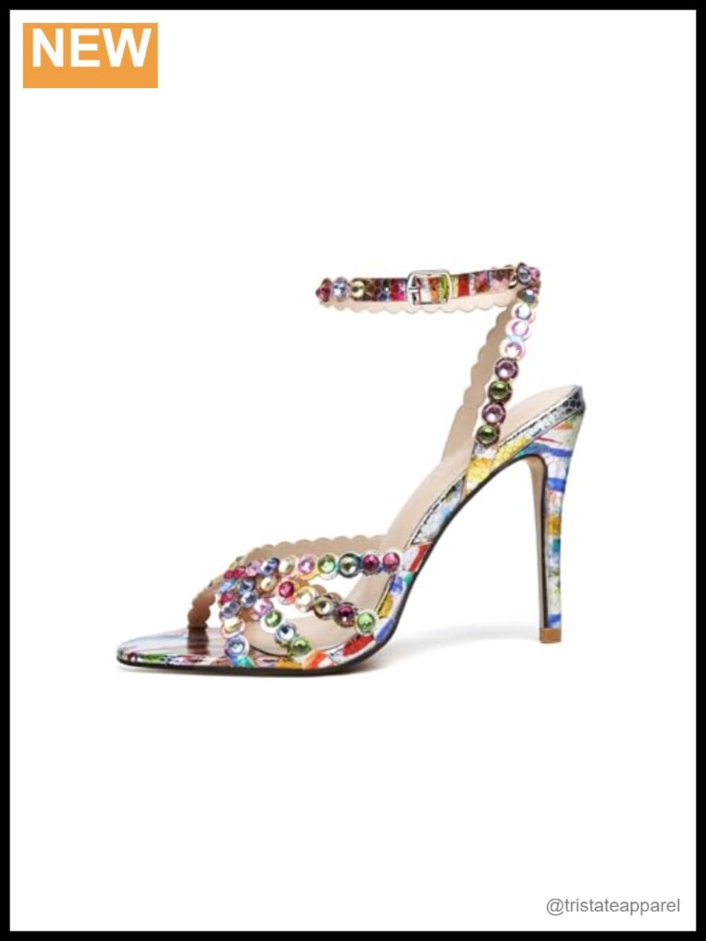 Rhinestone Stiletto High Heel Sandals Round Toe Formal Evening Shoes